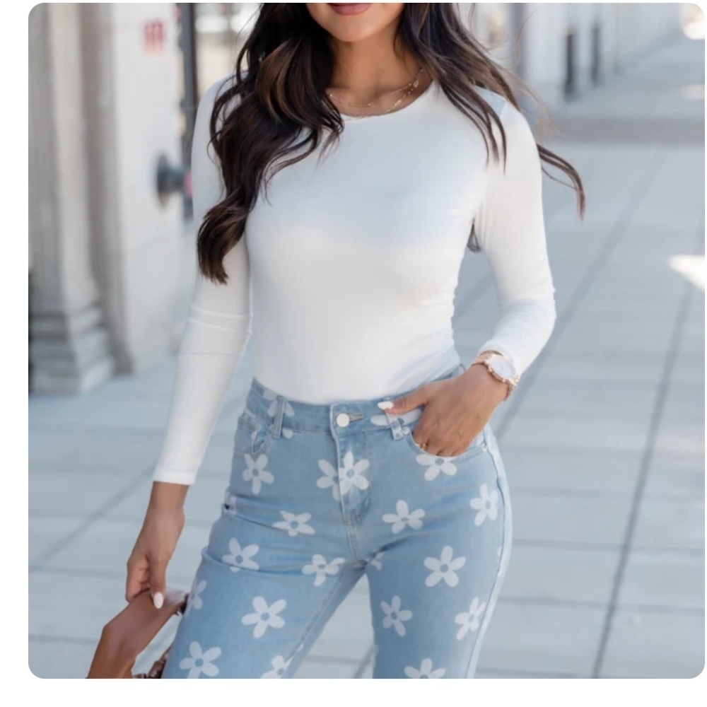 Pink Lily Cream Long Sleeve Bodysuit